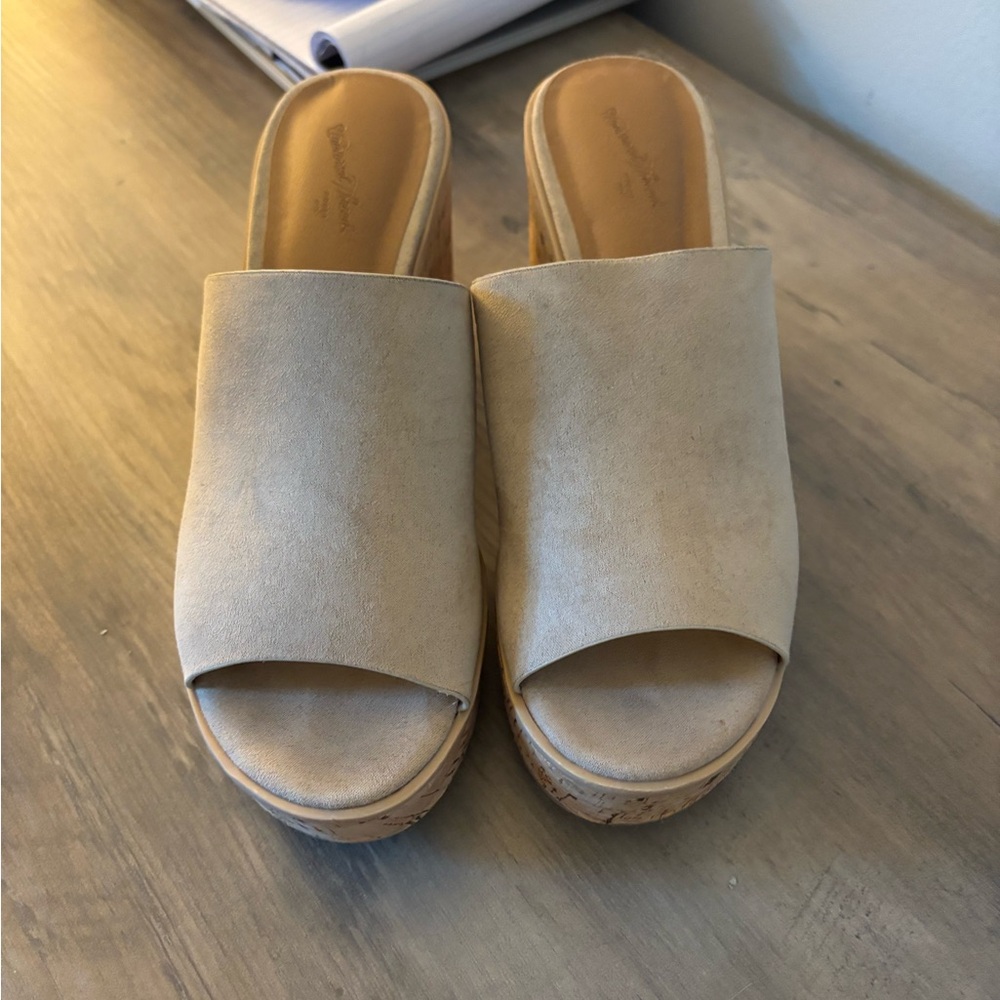 Beige Slide Sandals